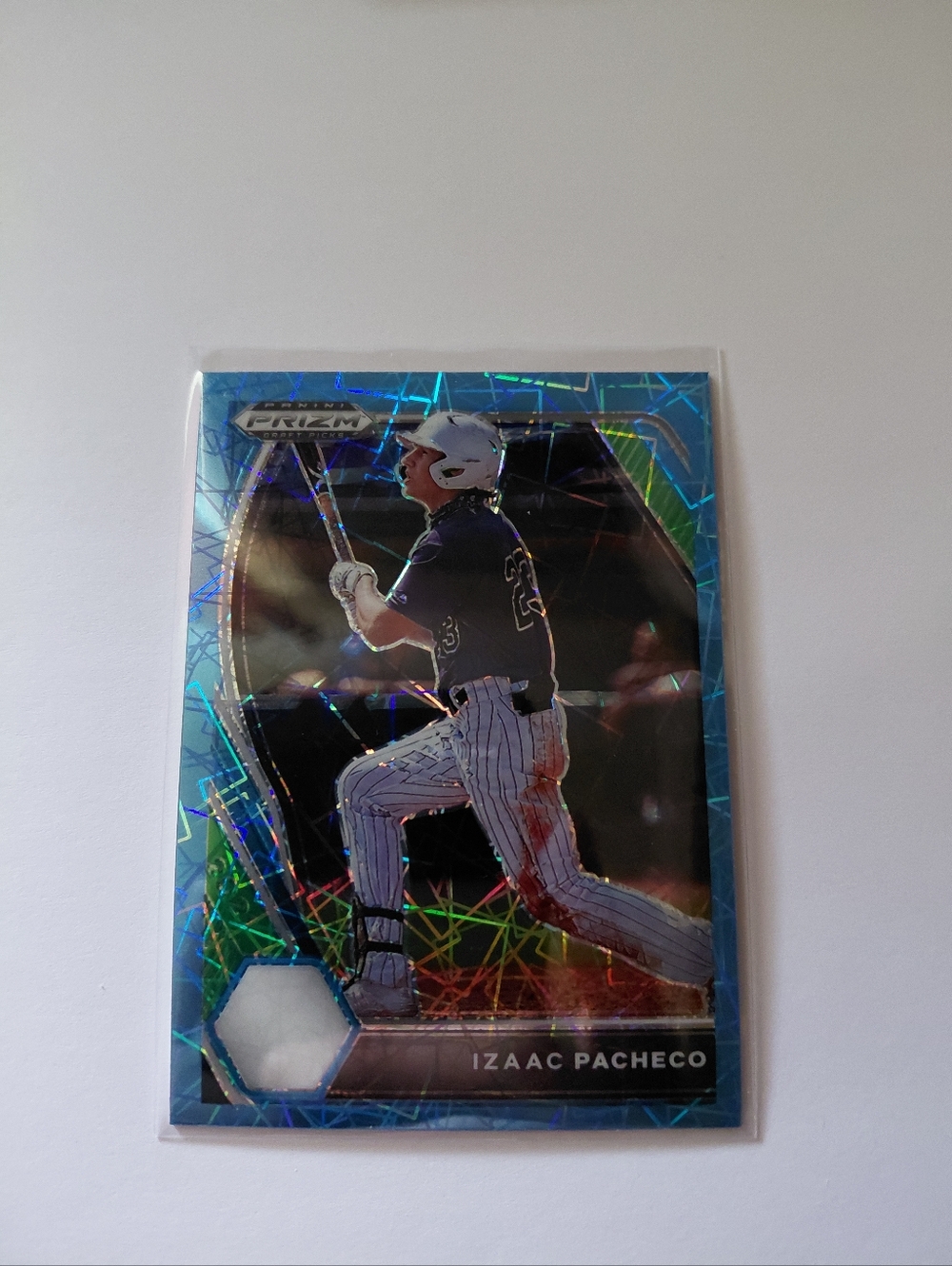 Baseball Trading Card - Izaac Pacheco Blue Holographic Prism